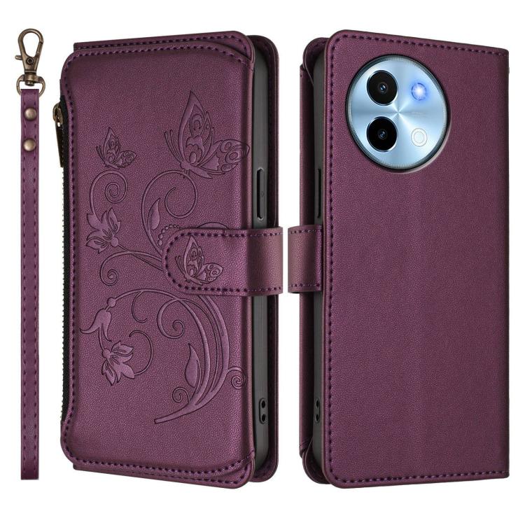 For vivo Y38 5G Global / T3X 5G Butterfly Love Flower Multi-card Zipper Wallet Leather Phone Case