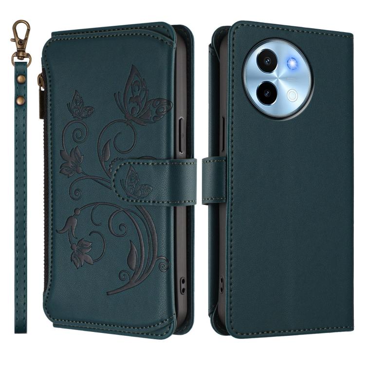 For vivo Y38 5G Global / T3X 5G Butterfly Love Flower Multi-card Zipper Wallet Leather Phone Case