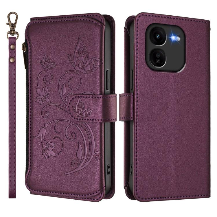 For vivo iQOO Z9x Butterfly Love Flower Multi-card Zipper Wallet Leather Phone Case