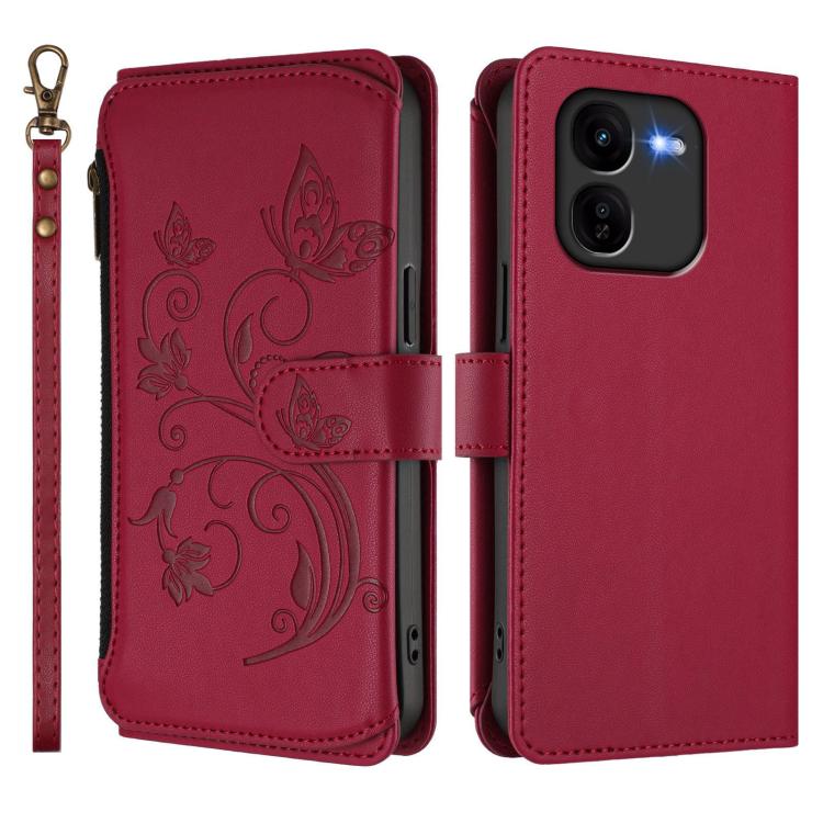 For vivo iQOO Z9x Butterfly Love Flower Multi-card Zipper Wallet Leather Phone Case