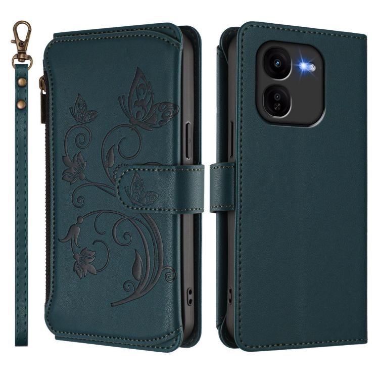 For vivo iQOO Z9x Butterfly Love Flower Multi-card Zipper Wallet Leather Phone Case