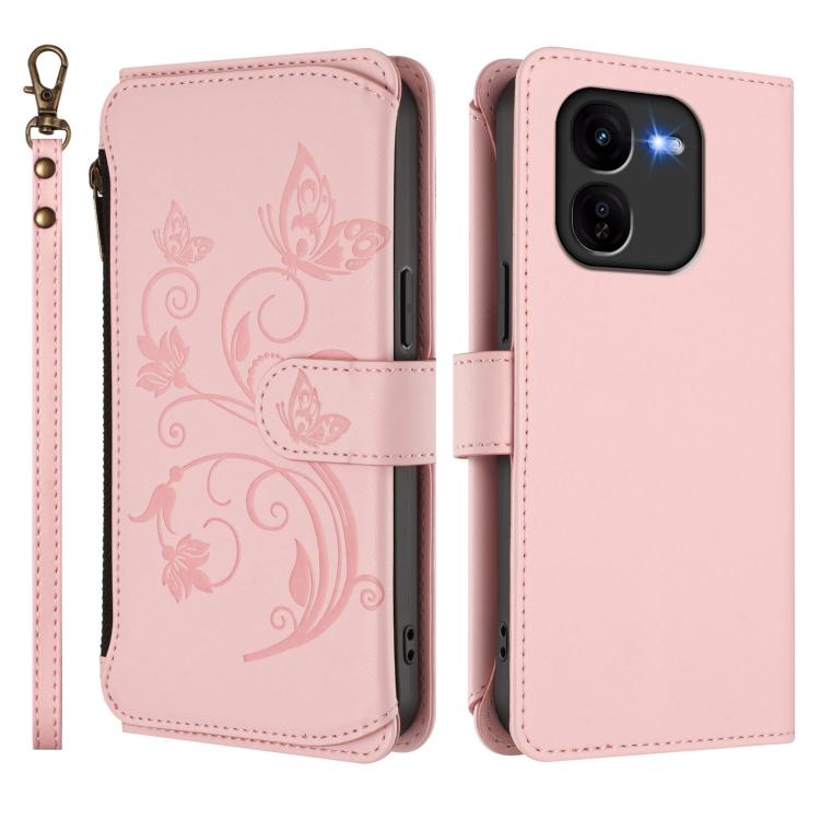 For vivo iQOO Z9x Butterfly Love Flower Multi-card Zipper Wallet Leather Phone Case