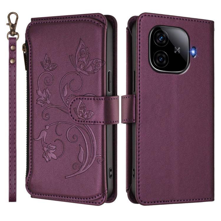 For vivo iQOO Neo Z9 / Z9 Pro Turbo 5G Butterfly Love Flower Multi-card Zipper Wallet Leather Phone Case