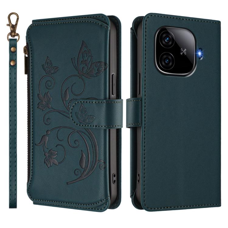 For vivo iQOO Neo Z9 / Z9 Pro Turbo 5G Butterfly Love Flower Multi-card Zipper Wallet Leather Phone Case