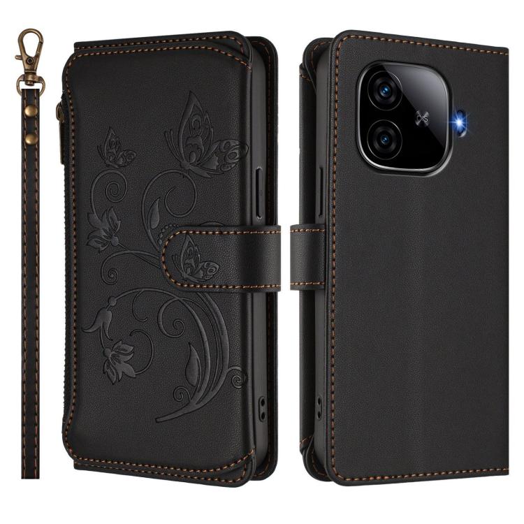 For vivo iQOO Neo Z9 / Z9 Pro Turbo 5G Butterfly Love Flower Multi-card Zipper Wallet Leather Phone Case