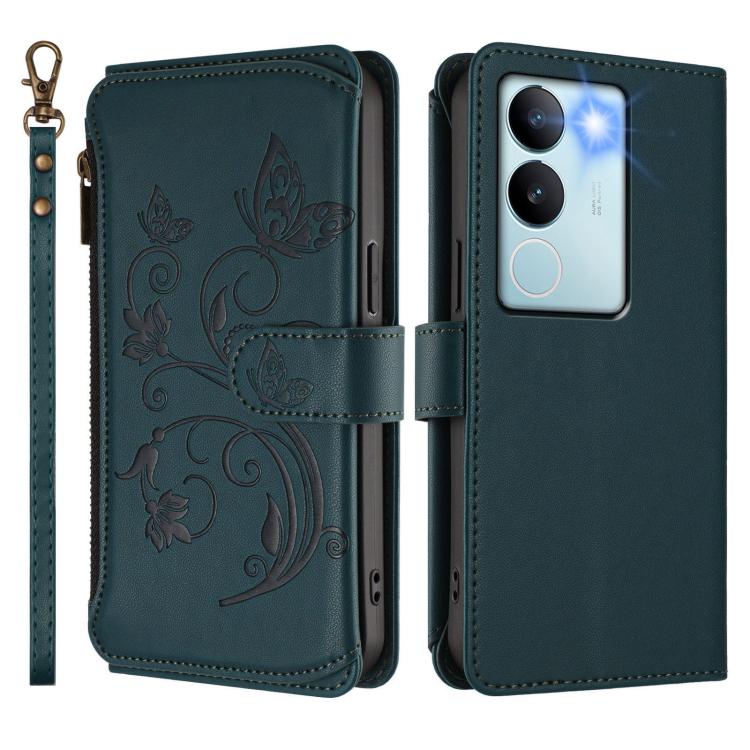 For vivo S17 / S17 Pro 5G / S17t 5G Butterfly Love Flower Multi-card Zipper Wallet Leather Phone Case