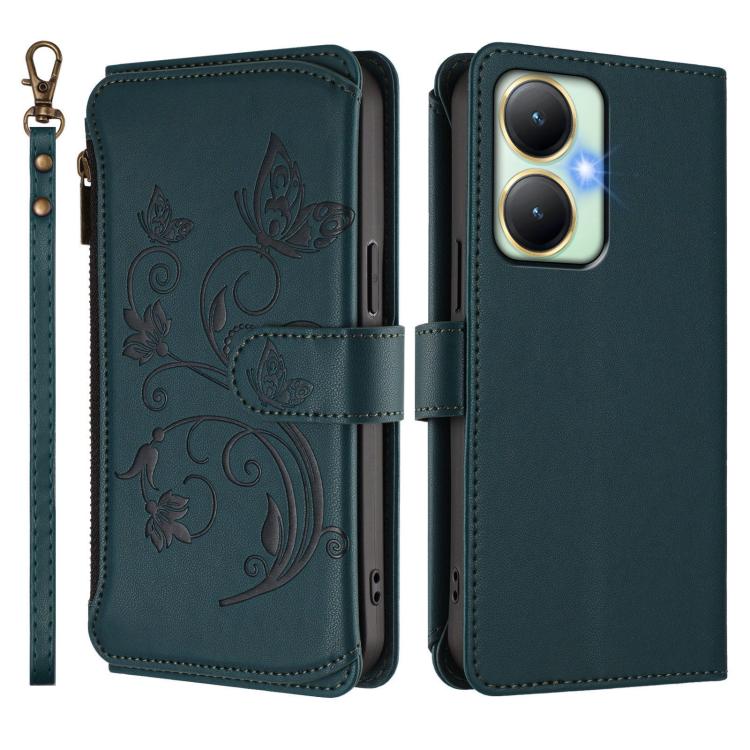 For vivo Y27 4G 2023 Global / Y35M+ Butterfly Love Flower Multi-card Zipper Wallet Leather Phone Case