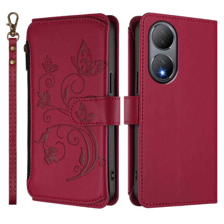 For vivo Y100 India / Y100A Global Butterfly Love Flower Multi-card Zipper Wallet Leather Phone Case