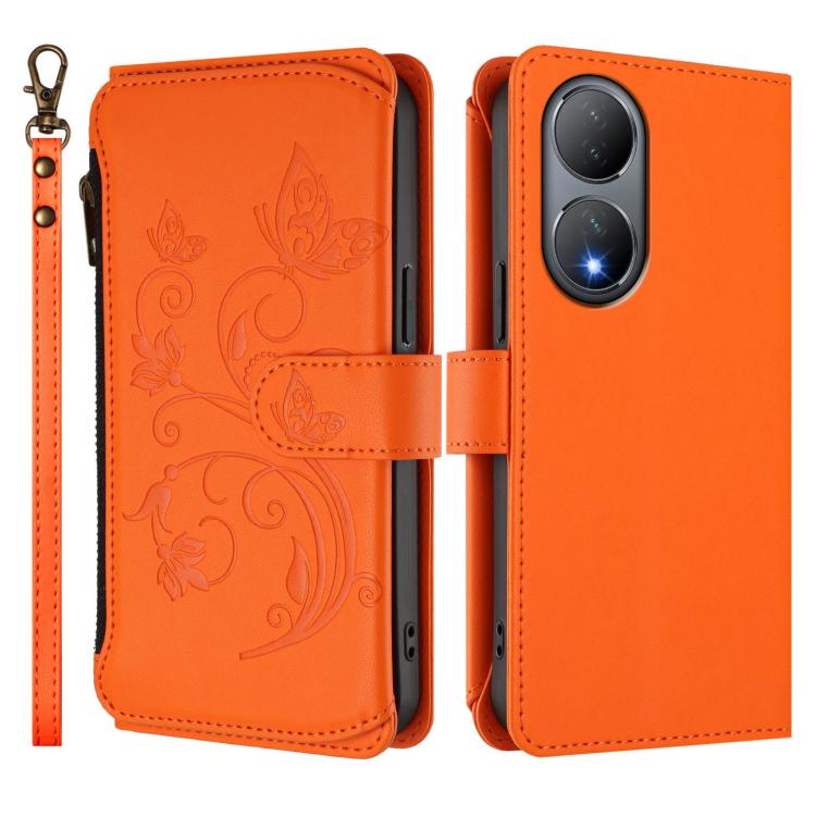 For vivo Y100 India / Y100A Global Butterfly Love Flower Multi-card Zipper Wallet Leather Phone Case