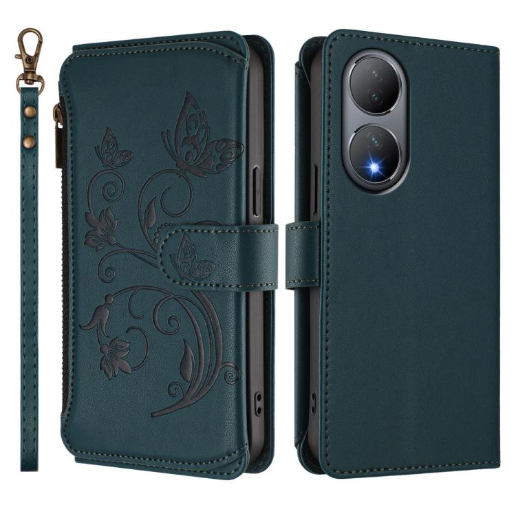 For vivo Y100 India / Y100A Global Butterfly Love Flower Multi-card Zipper Wallet Leather Phone Case