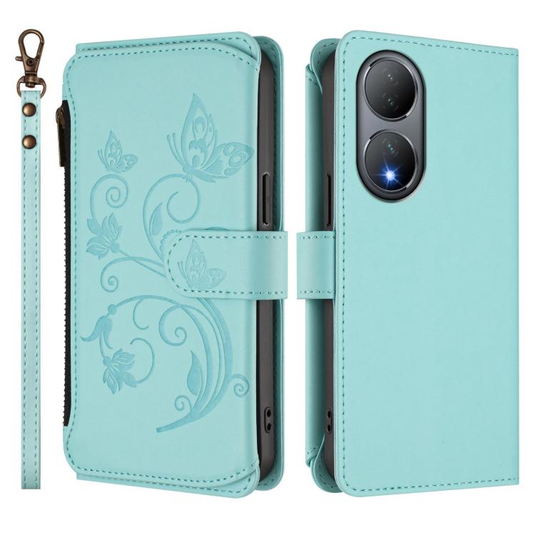 For vivo Y100 India / Y100A Global Butterfly Love Flower Multi-card Zipper Wallet Leather Phone Case
