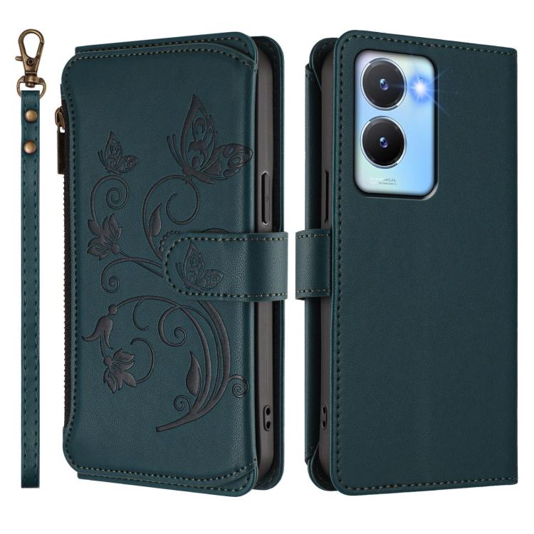 For vivo Y56 5G Global / Y16 4G Global Butterfly Love Flower Multi-card Zipper Wallet Leather Phone Case