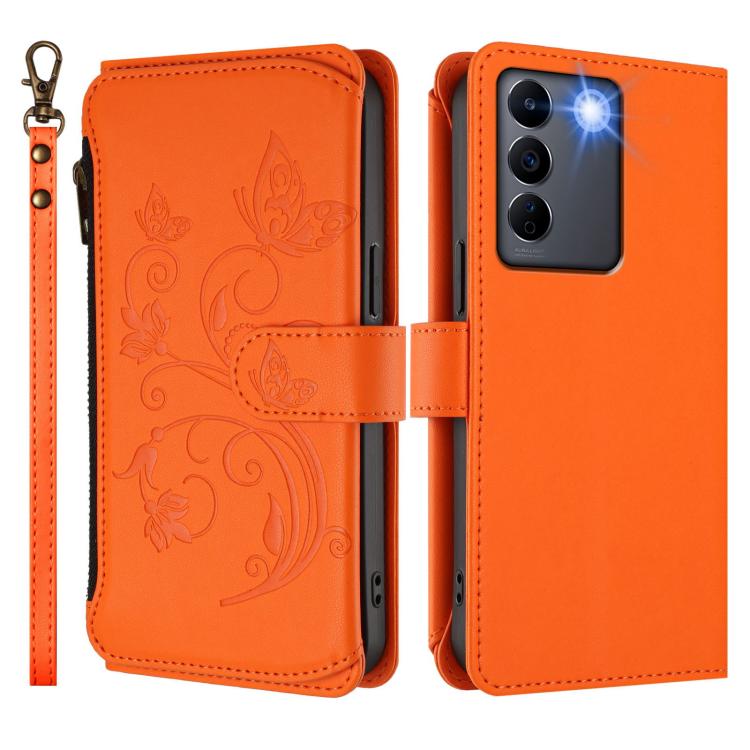 For vivo S16e 5G / V27e 4G / T2 4G Butterfly Love Flower Multi-card Zipper Wallet Leather Phone Case