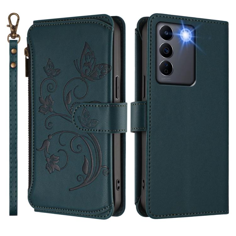 For vivo S16e 5G / V27e 4G / T2 4G Butterfly Love Flower Multi-card Zipper Wallet Leather Phone Case
