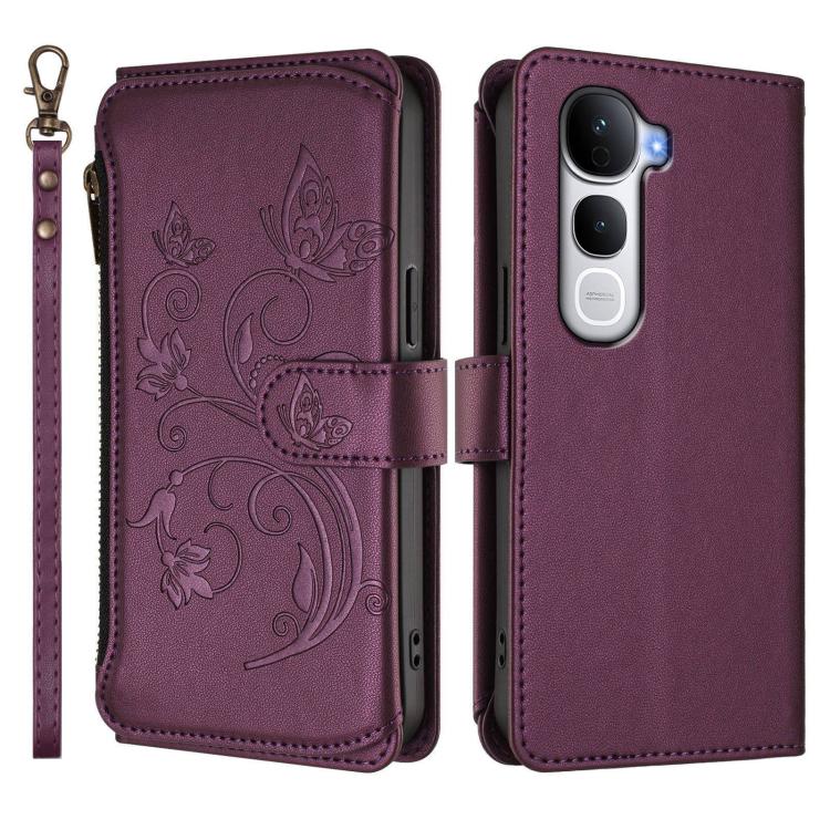 For vivo Y400 Pro 5G Butterfly Love Flower Multi-card Zipper Wallet Leather Phone Case
