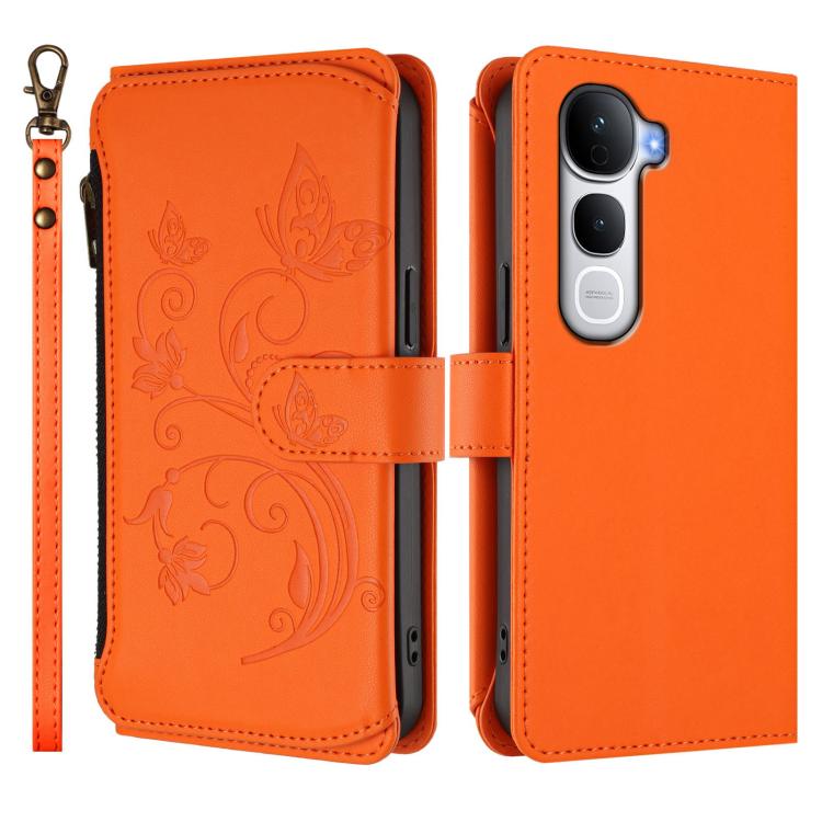 For vivo Y400 Pro 5G Butterfly Love Flower Multi-card Zipper Wallet Leather Phone Case