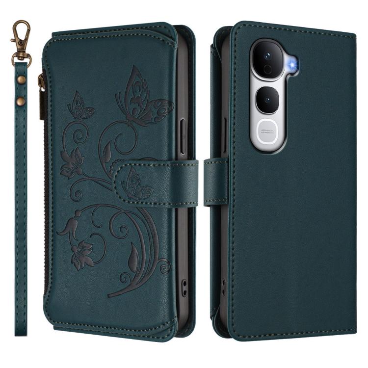 For vivo Y400 Pro 5G Butterfly Love Flower Multi-card Zipper Wallet Leather Phone Case