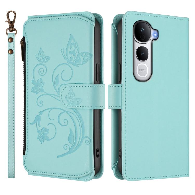 For vivo Y400 Pro 5G Butterfly Love Flower Multi-card Zipper Wallet Leather Phone Case