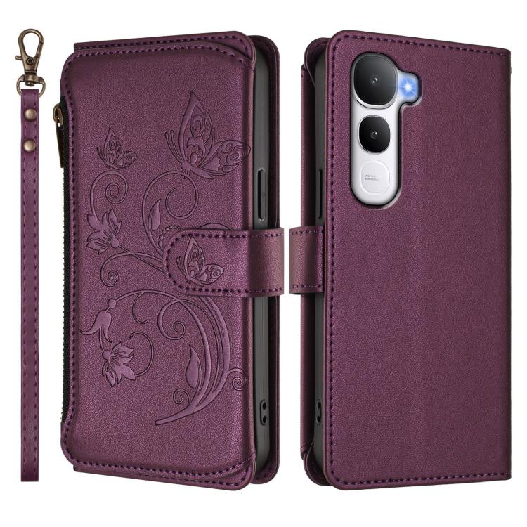 For vivo Y400 5G Global Butterfly Love Flower Multi-card Zipper Wallet Leather Phone Case