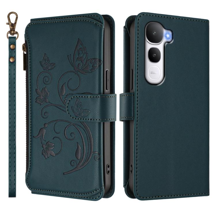 For vivo Y400 5G Global Butterfly Love Flower Multi-card Zipper Wallet Leather Phone Case