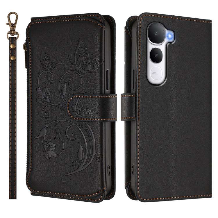 For vivo Y400 5G Global Butterfly Love Flower Multi-card Zipper Wallet Leather Phone Case