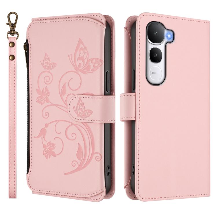For vivo Y400 5G Global Butterfly Love Flower Multi-card Zipper Wallet Leather Phone Case