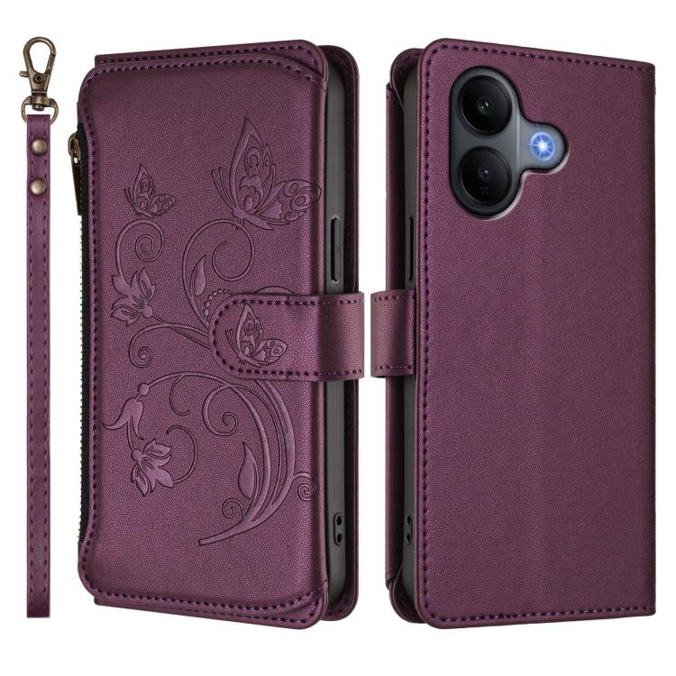 For vivo V60 Lite 5G Global Butterfly Love Flower Multi-card Zipper Wallet Leather Phone Case