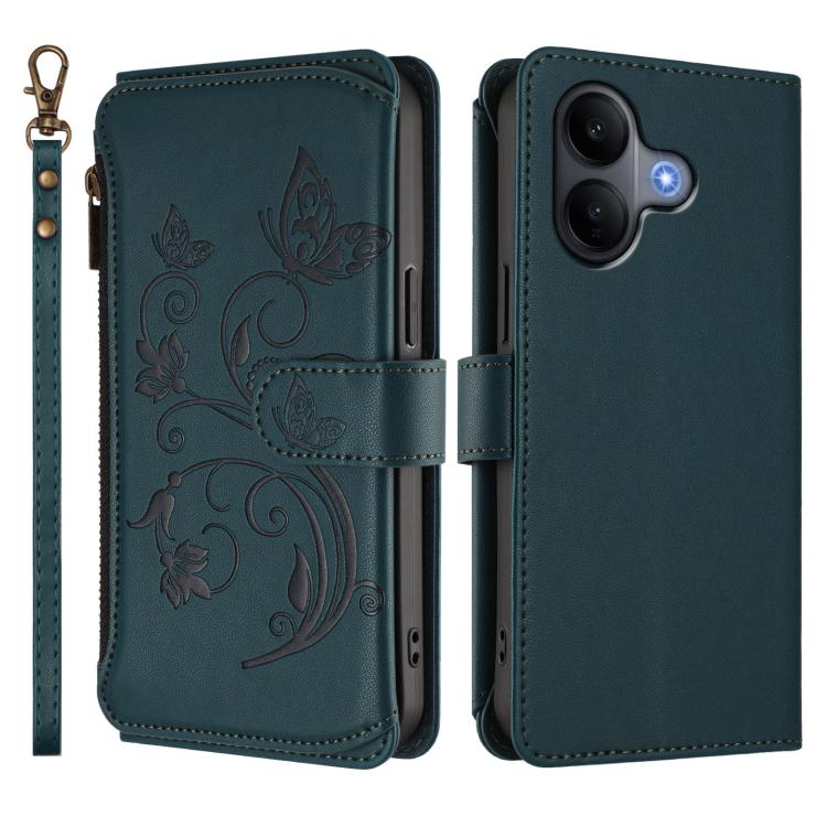For vivo V60 Lite 5G Global Butterfly Love Flower Multi-card Zipper Wallet Leather Phone Case