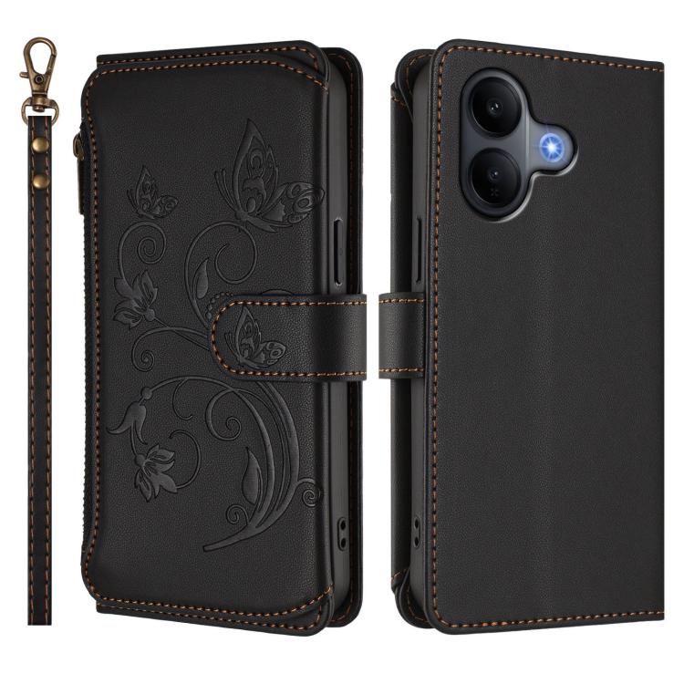 For vivo V60 Lite 5G Global Butterfly Love Flower Multi-card Zipper Wallet Leather Phone Case
