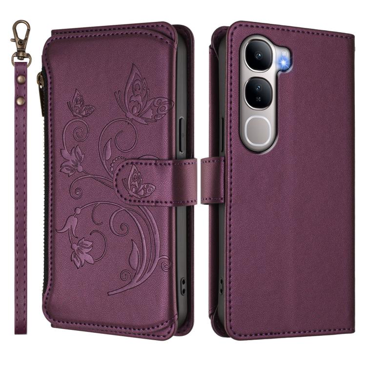 For vivo Y31 5G Global Butterfly Love Flower Multi-card Zipper Wallet Leather Phone Case