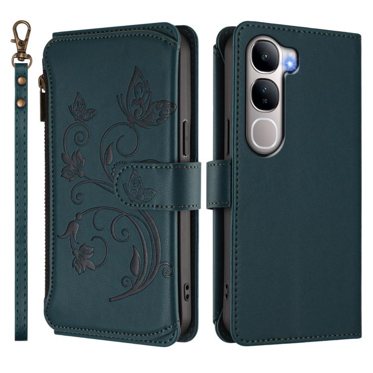 For vivo Y31 5G Global Butterfly Love Flower Multi-card Zipper Wallet Leather Phone Case