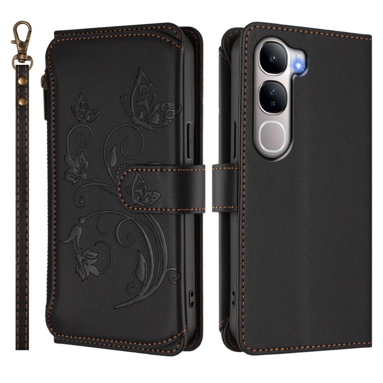 For vivo Y31 5G Global Butterfly Love Flower Multi-card Zipper Wallet Leather Phone Case