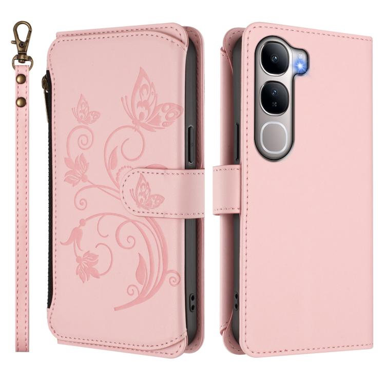 For vivo Y31 5G Global Butterfly Love Flower Multi-card Zipper Wallet Leather Phone Case