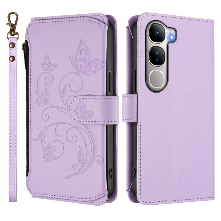 For vivo Y31 5G Global Butterfly Love Flower Multi-card Zipper Wallet Leather Phone Case