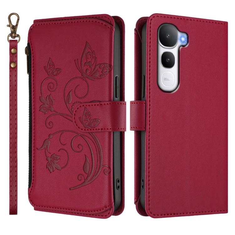 For vivo Y400 4G Butterfly Love Flower Multi-card Zipper Wallet Leather Phone Case