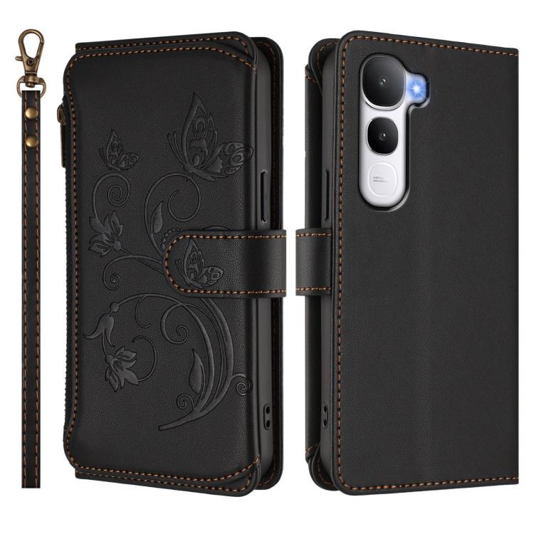 For vivo Y400 4G Butterfly Love Flower Multi-card Zipper Wallet Leather Phone Case