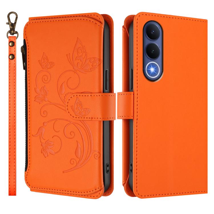 For vivo V70 FE 5G Butterfly Love Flower Multi-card Zipper Wallet Leather Phone Case