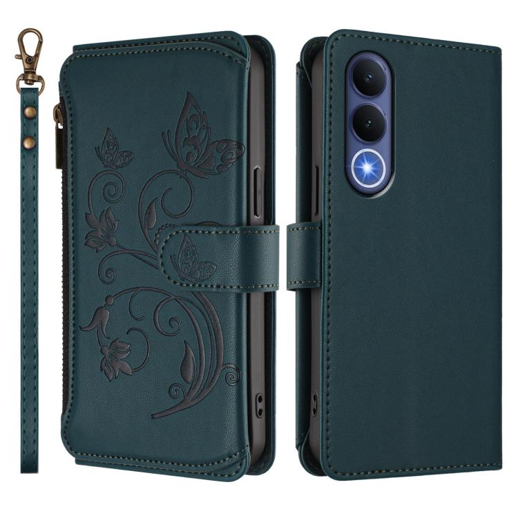 For vivo V70 FE 5G Butterfly Love Flower Multi-card Zipper Wallet Leather Phone Case