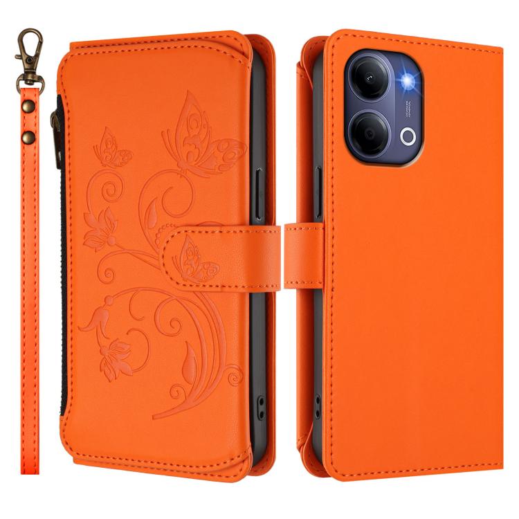 For vivo Y21 5G 2026 / Y05 4G Butterfly Love Flower Multi-card Zipper Wallet Leather Phone Case