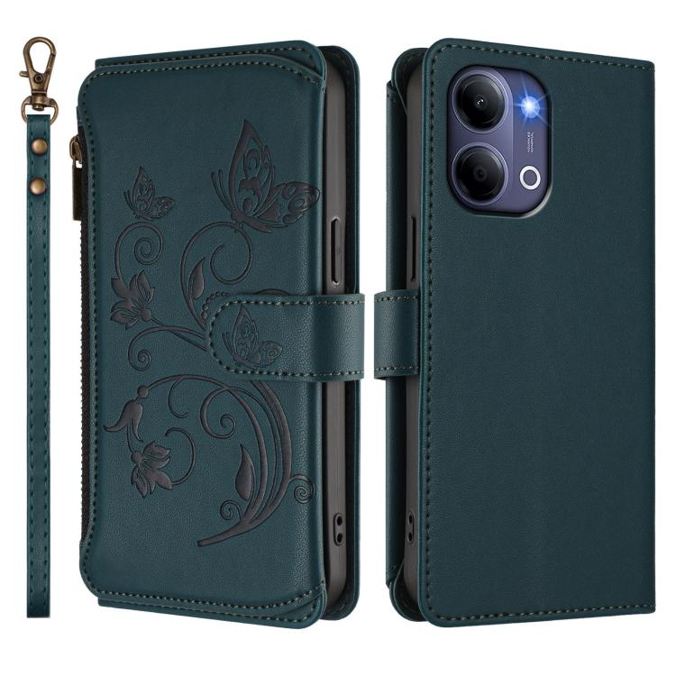 For vivo Y21 5G 2026 / Y05 4G Butterfly Love Flower Multi-card Zipper Wallet Leather Phone Case