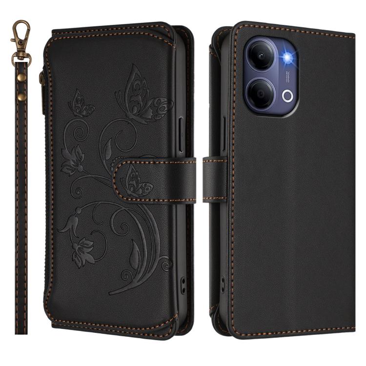 For vivo Y21 5G 2026 / Y05 4G Butterfly Love Flower Multi-card Zipper Wallet Leather Phone Case