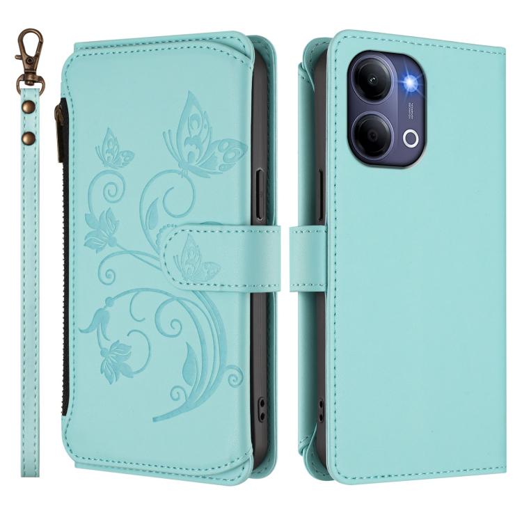For vivo Y21 5G 2026 / Y05 4G Butterfly Love Flower Multi-card Zipper Wallet Leather Phone Case