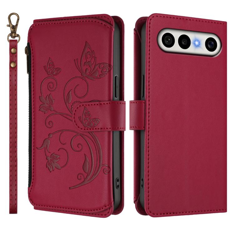 For vivo S50 Pro mini / X300 FE 5G Russia Butterfly Love Flower Multi-card Zipper Wallet Leather Phone Case