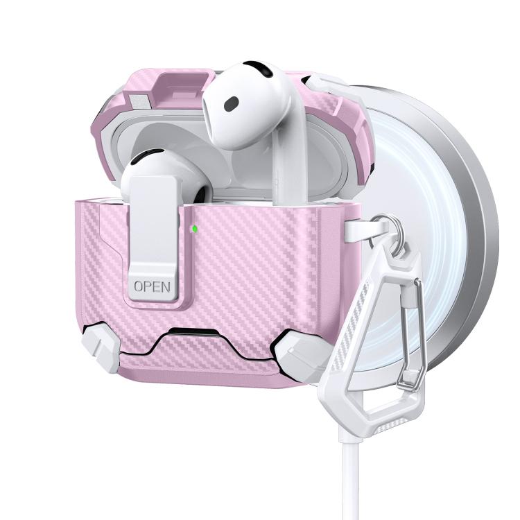 For AirPods 4 Two Color MagSafe Magnetic Holder Carbon Fiber Pattern Earphone Case