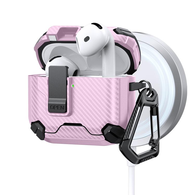 For AirPods 4 Two Color MagSafe Magnetic Holder Carbon Fiber Pattern Earphone Case