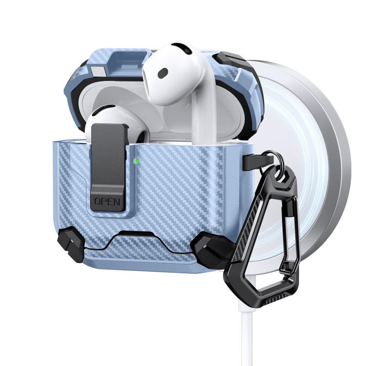 For AirPods 4 Two Color MagSafe Magnetic Holder Carbon Fiber Pattern Earphone Case