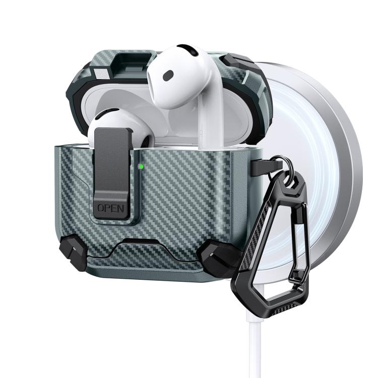 For AirPods 4 Two Color MagSafe Magnetic Holder Carbon Fiber Pattern Earphone Case