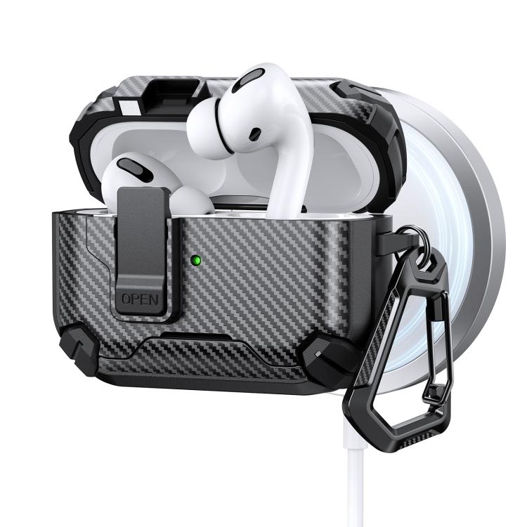 For AirPods Pro Two Color MagSafe Magnetic Holder Carbon Fiber Pattern Earphone Case