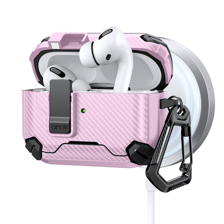 For AirPods Pro 3 Two Color MagSafe Magnetic Holder Carbon Fiber Pattern Earphone Case