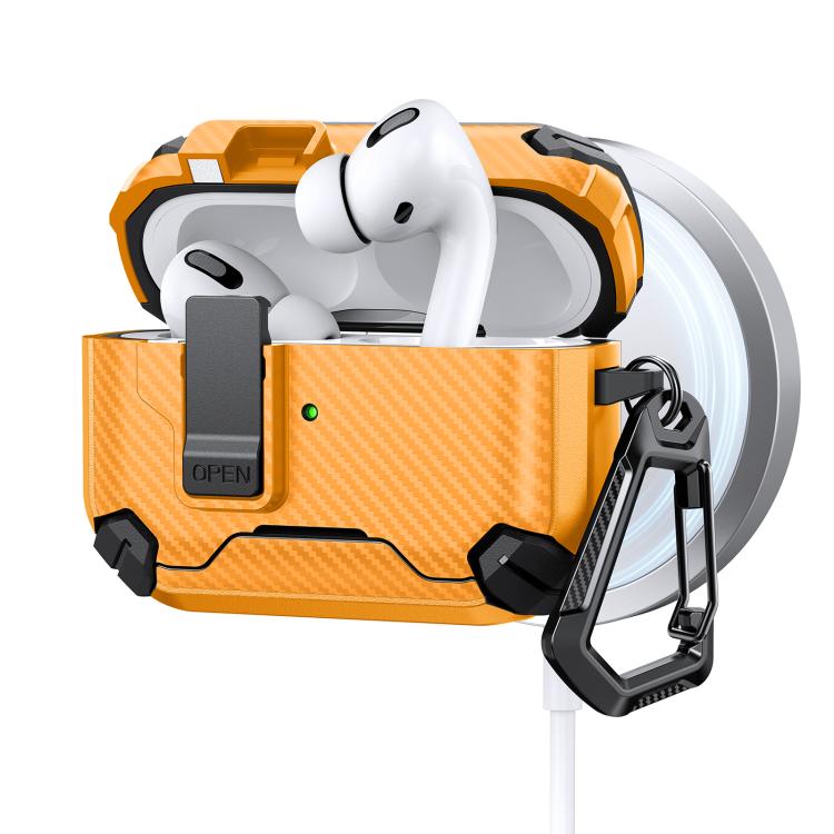 For AirPods Pro 3 Two Color MagSafe Magnetic Holder Carbon Fiber Pattern Earphone Case